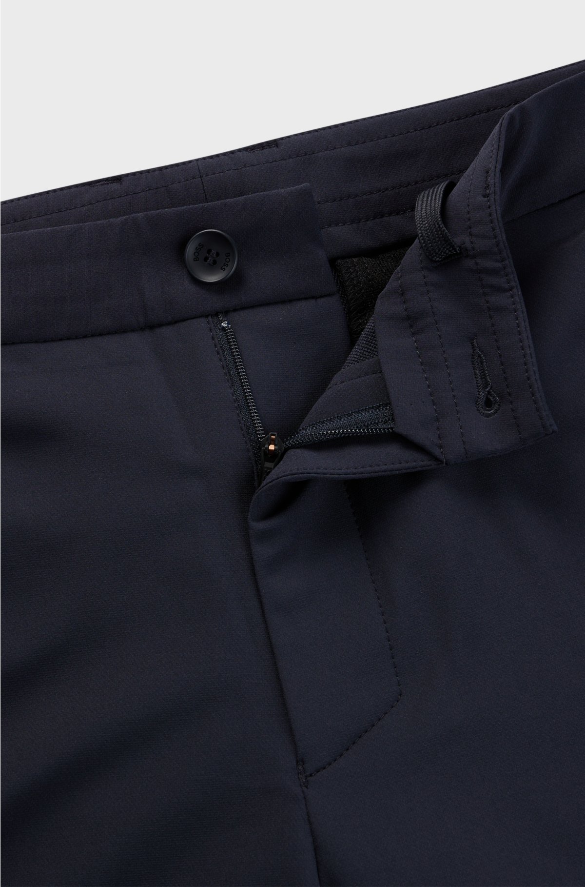 Slim-fit shorts in easy-iron four-way stretch fabric, Dark Blue