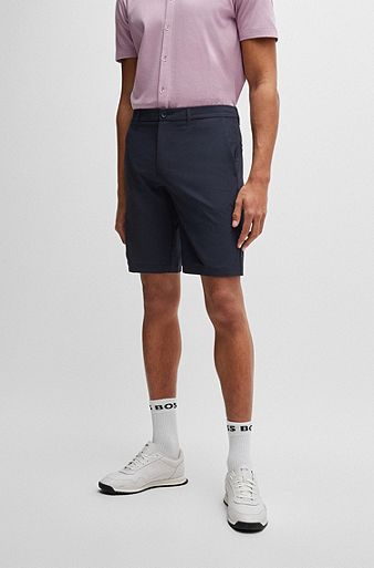 Slim-fit shorts in water-repellent easy-iron fabric, Dark Blue