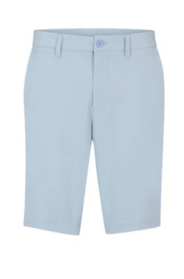 Hugo Boss Slim-fit Shorts In Water-repellent Easy-iron Fabric In Blue