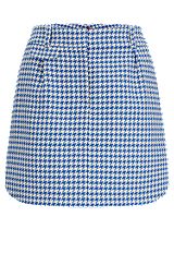 Houndstooth mini skirt in a cotton blend, Blue Patterned