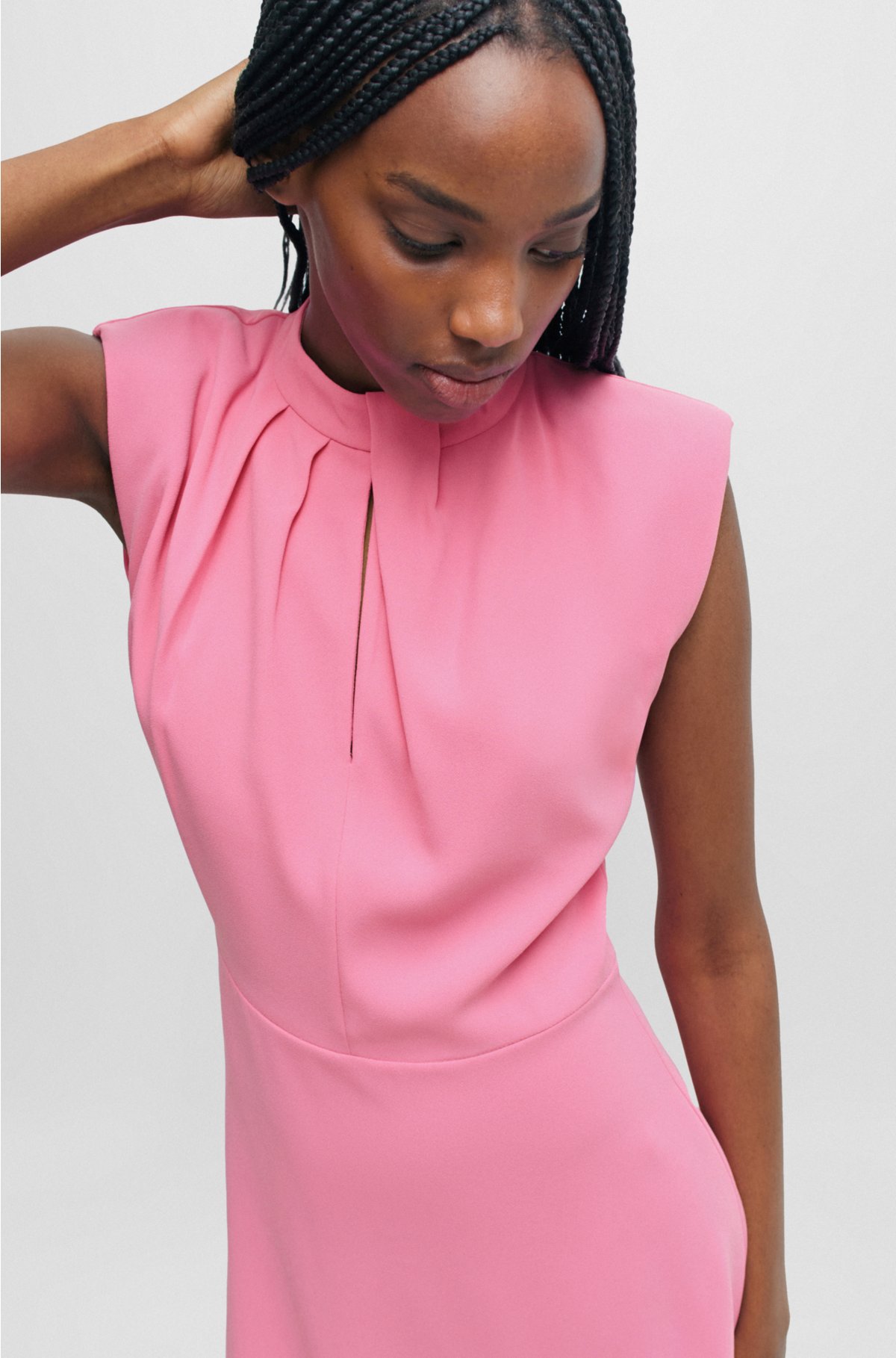 Mini dress with drape-front detail, light pink