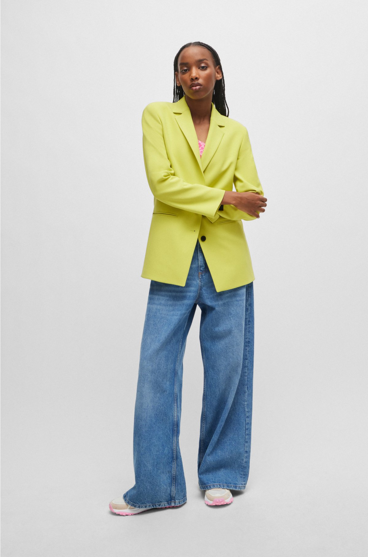 Regular-fit jacket in stretch fabric, Light Green
