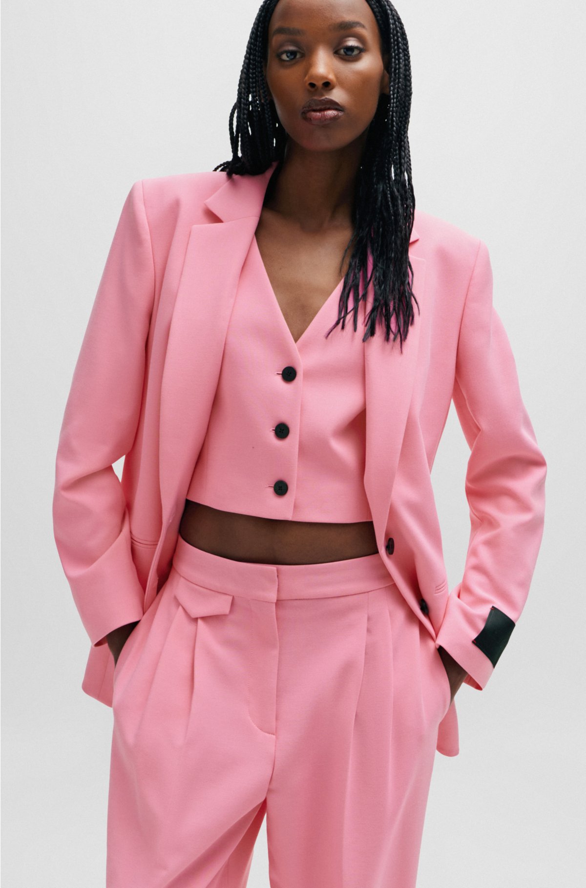 Regular-fit jacket in stretch fabric, light pink