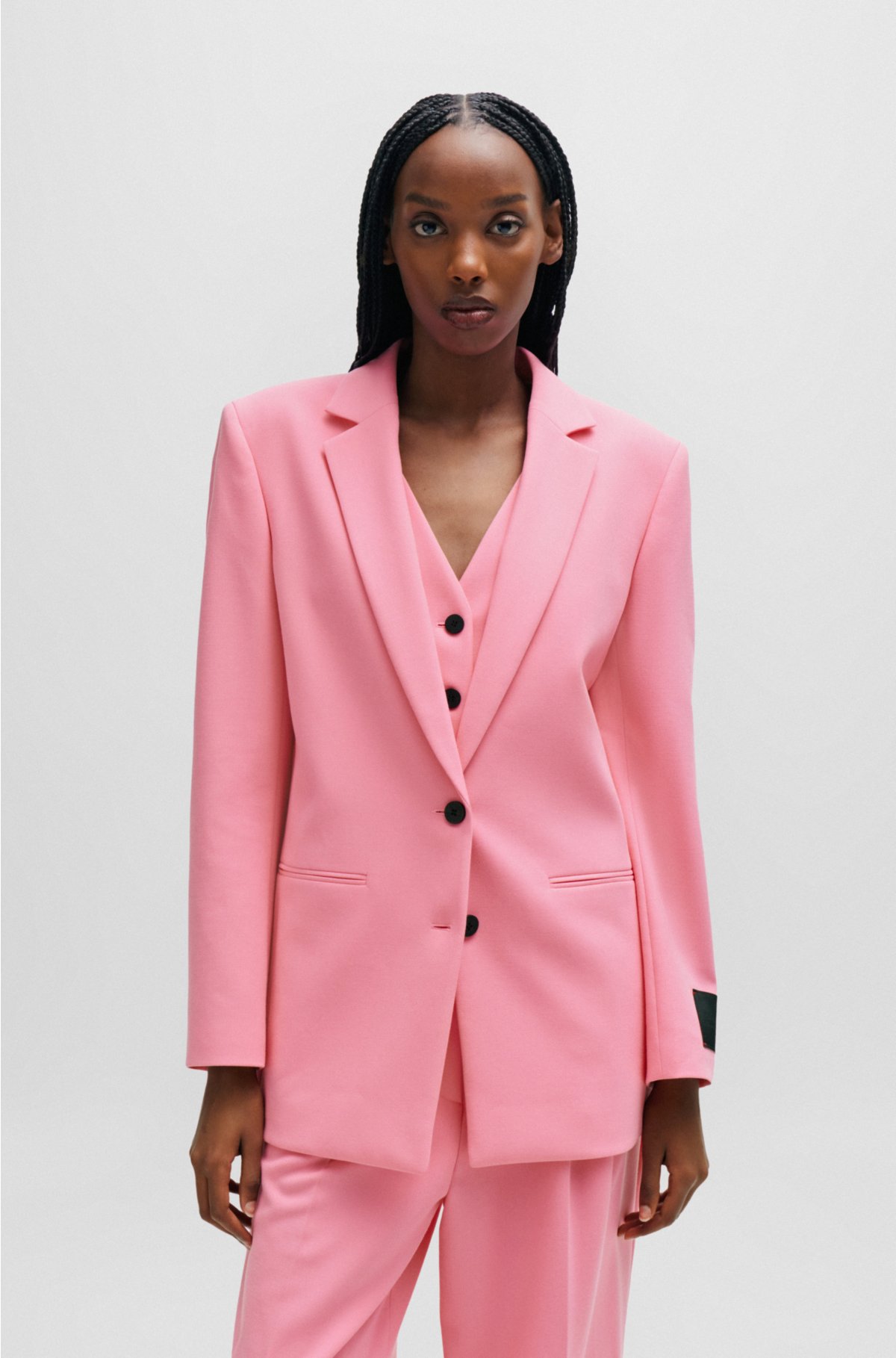 Regular-fit jacket in stretch fabric, light pink