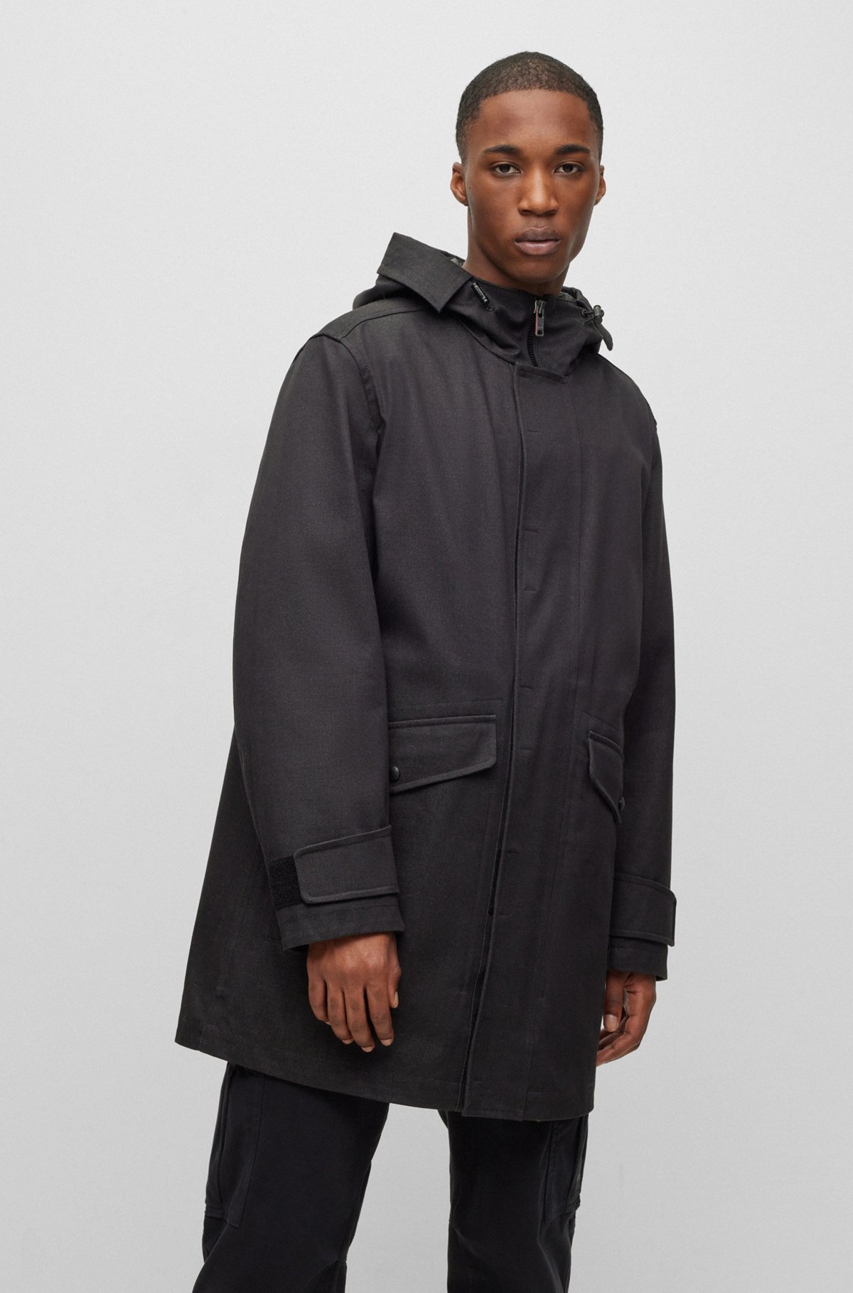 Three-in-one parka jacket with detachable inner, Black