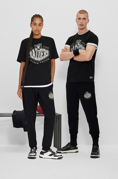  BOSS x NFL T-shirt van stretchkatoen met co-branding, Raiders
