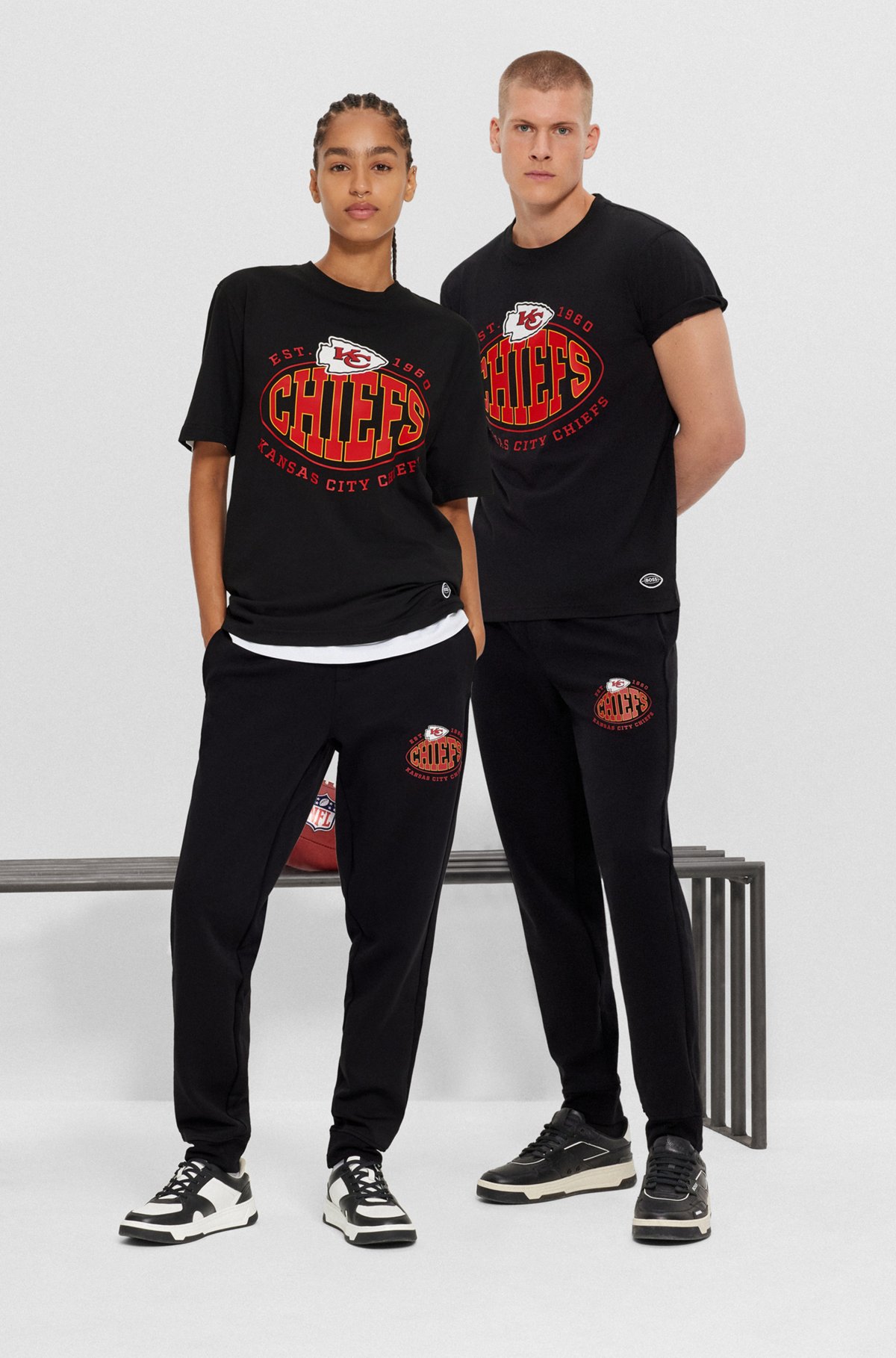  BOSS x NFL T-shirt i bomuld med stræk og fælles branding, Chiefs