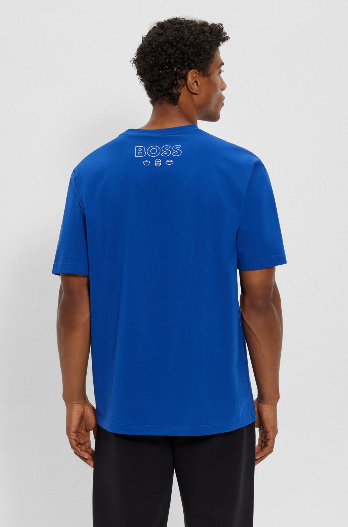  BOSS x NFL T-shirt i bomuld med stræk og fælles branding, Giants