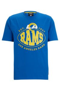  BOSS x NFL T-shirt i bomuld med stræk og fælles branding, Blå
