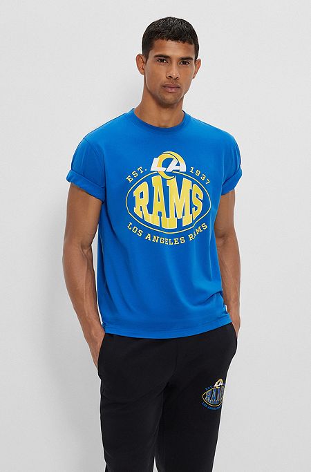 BOSS x NFL stretch-cotton T-shirt with collaborative branding, Blue