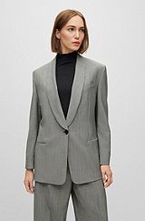 Oversized-fit jacket in a tropical wool blend, Grey