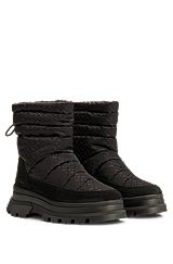 Quilted boots with monogram detailing, Black