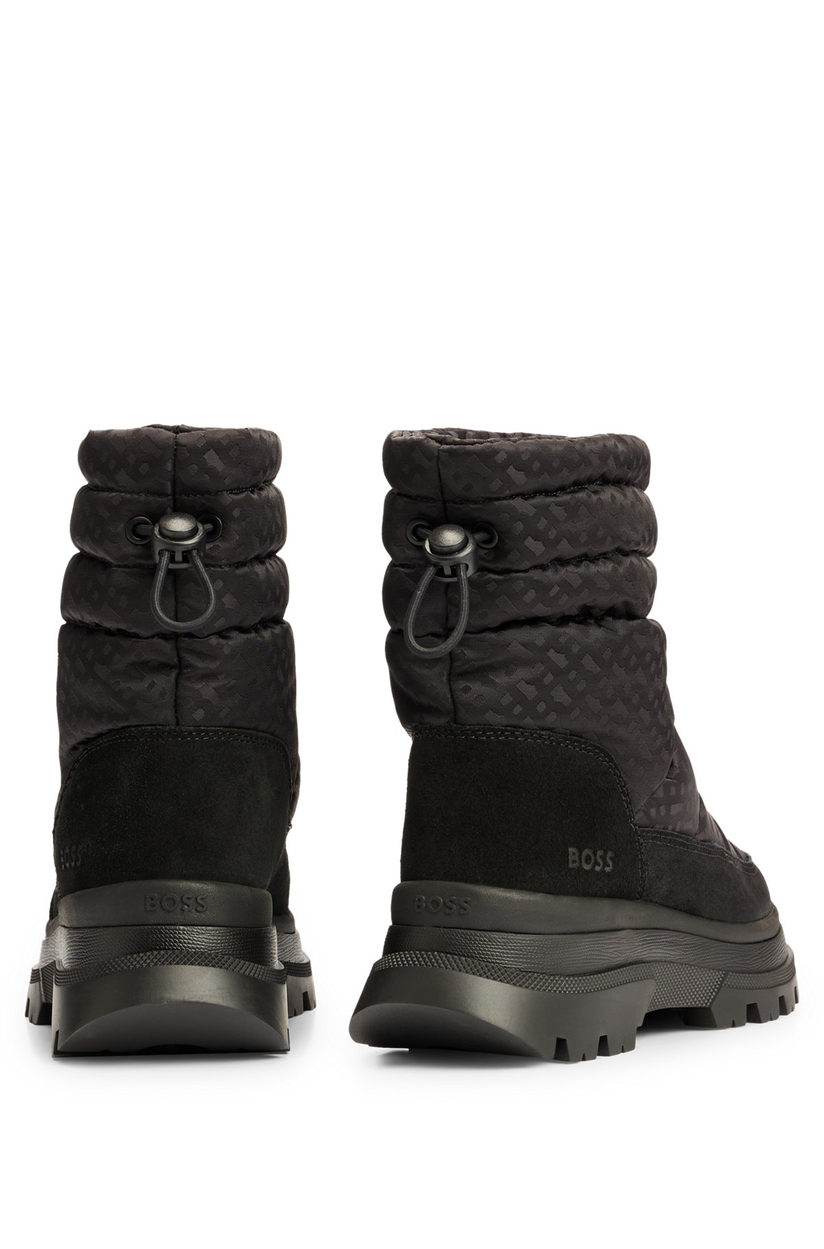 Quilted boots with monogram detailing, Black