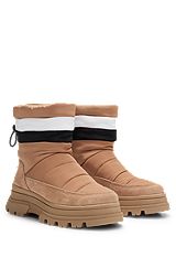 Winter boots in mixed materials with suede, Beige