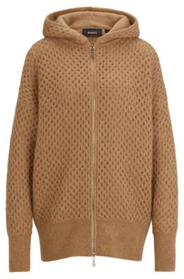 BOSS - Knitted hooded jacket with zip closure