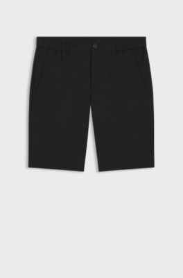 Slim-fit shorts in technical-stretch poplin, Black