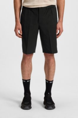 Slim-fit shorts in technical-stretch poplin, Black