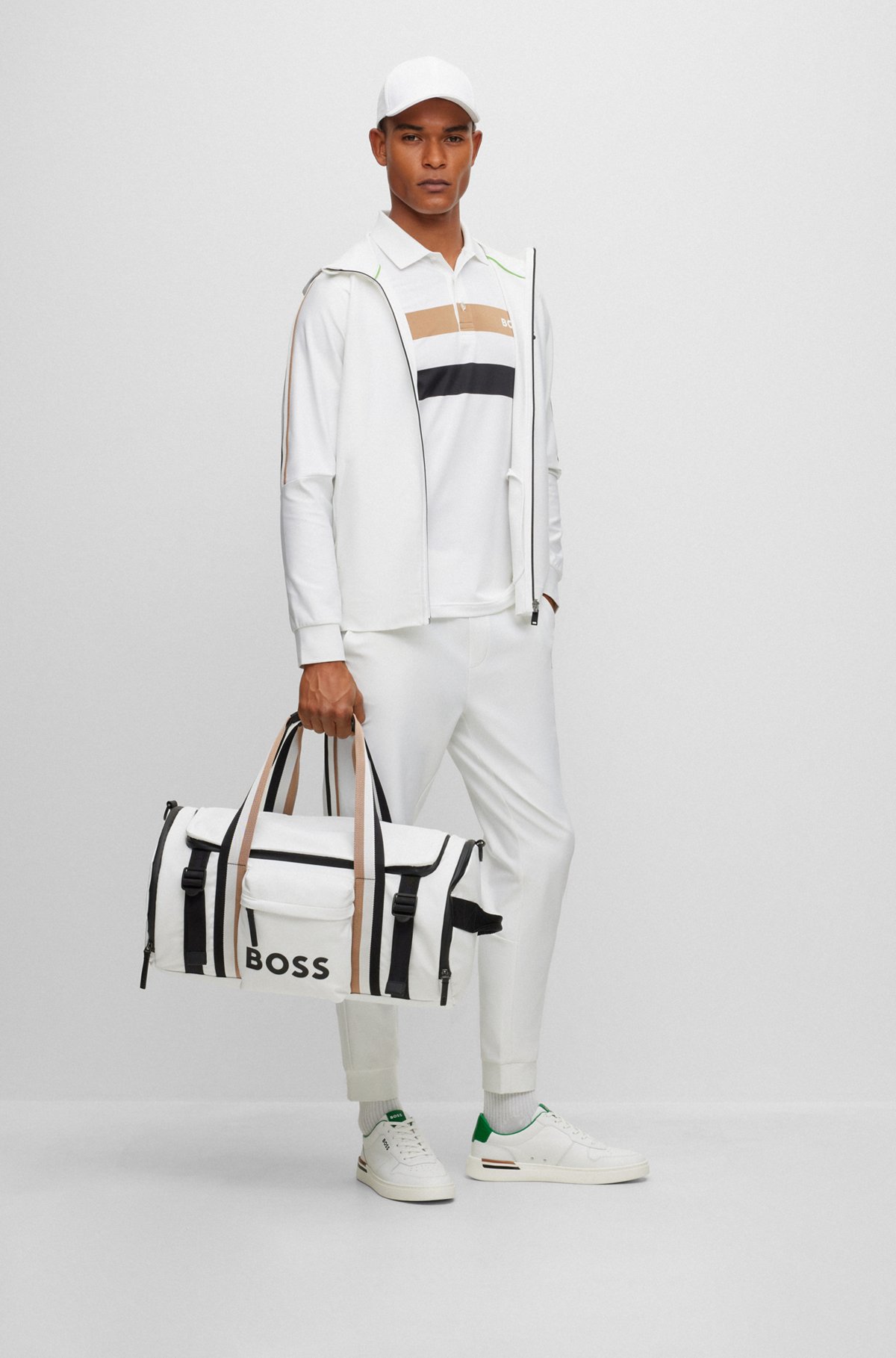 BOSS x Matteo Berrettini hoodie with logo and stripes, White