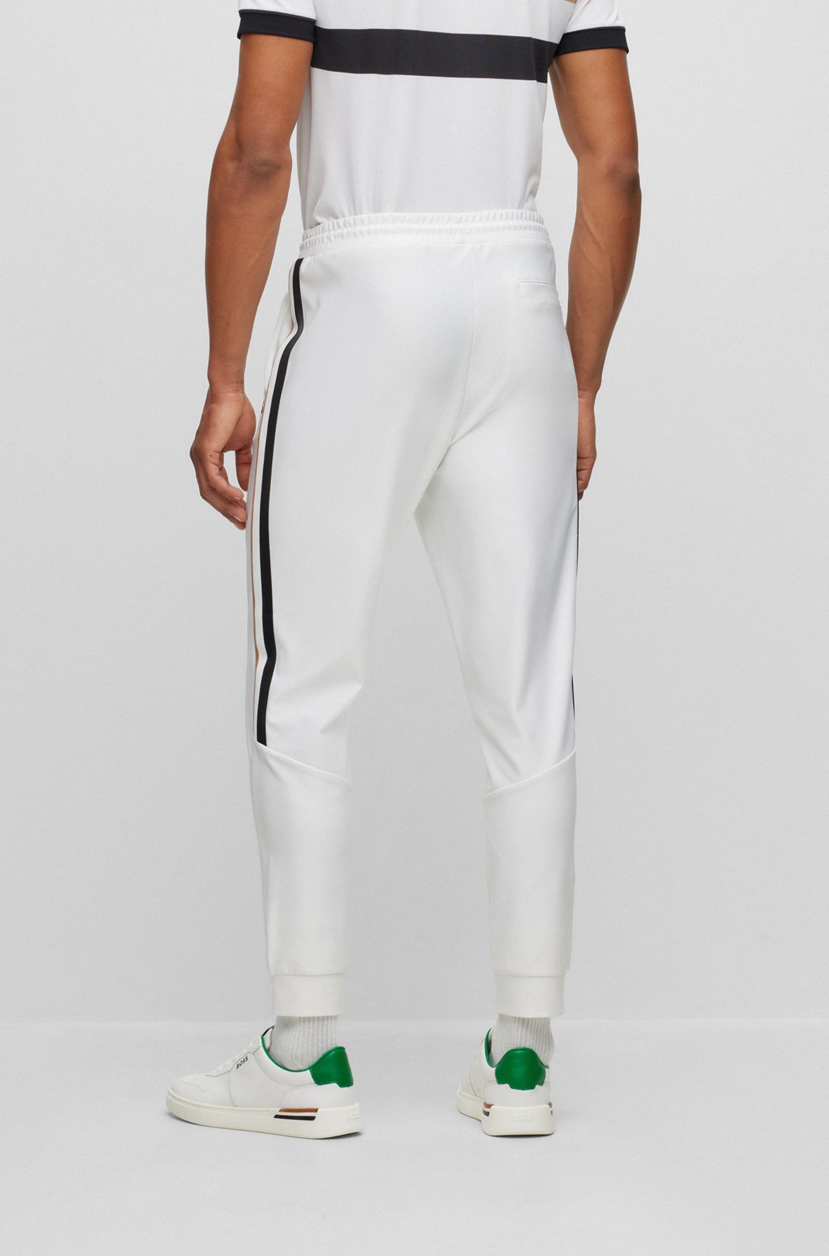 BOSS x Matteo Berrettini tracksuit bottoms with stripes and logo, White