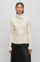 Funnel-neck sweater in virgin wool and cashmere, White