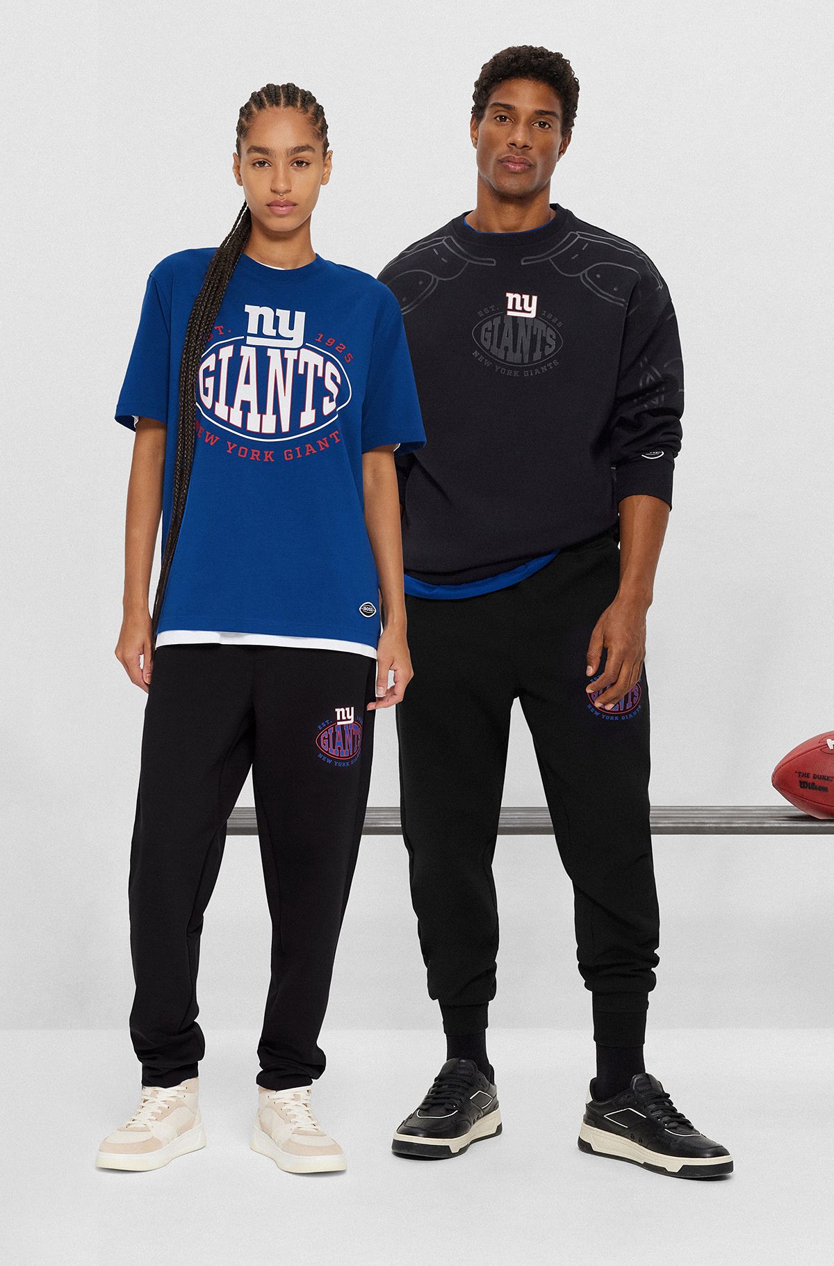 Спортивные брюки из смесового хлопка с логотипом коллаборации BOSS x NFL, Giants