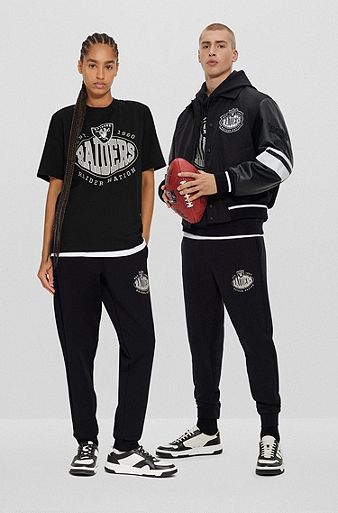 Bas de survêtement BOSS x NFL en coton mélangé avec logo du partenariat, Raiders