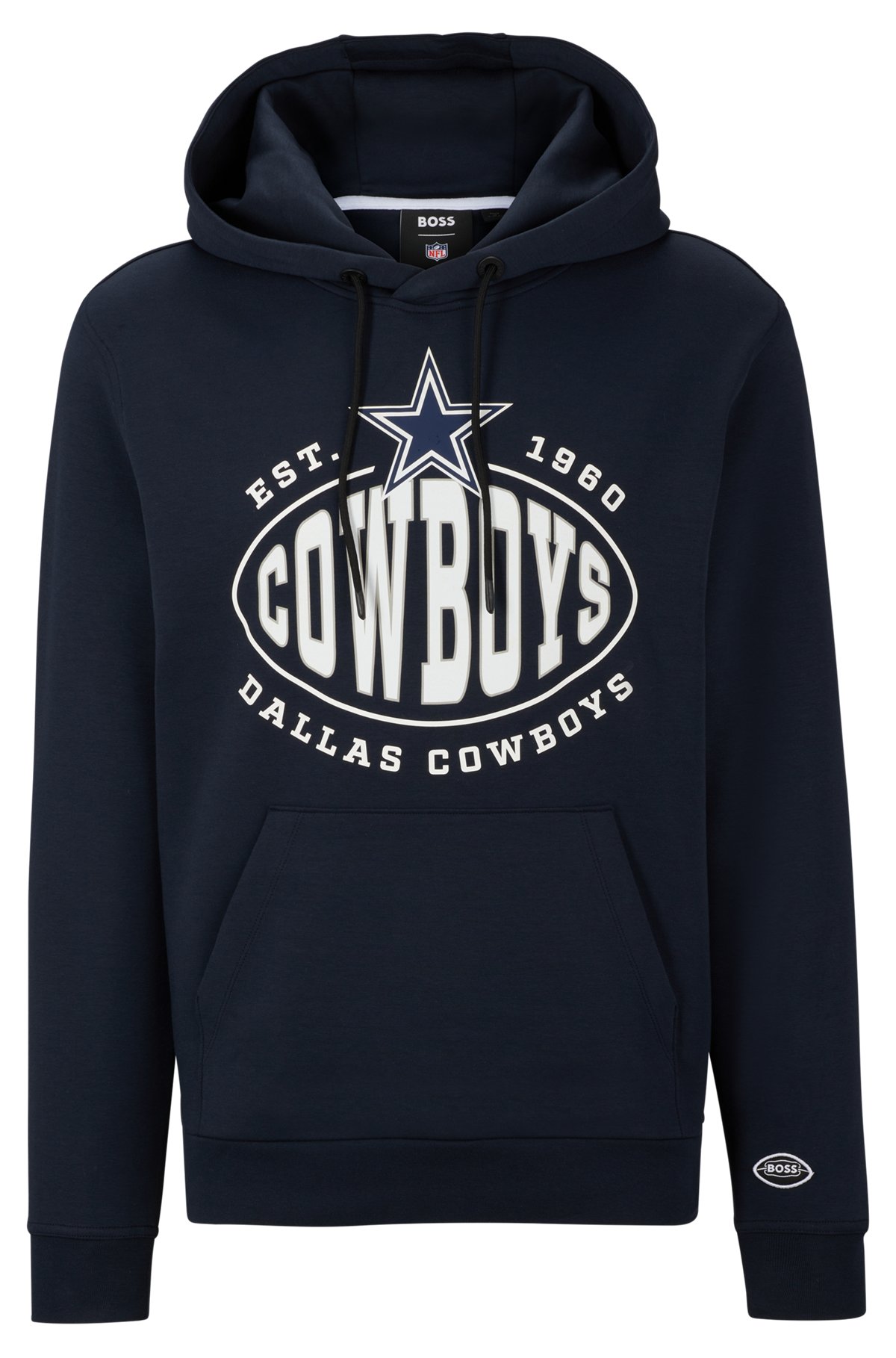  BOSS x NFL hættetrøje i bomuldsblanding med fælles branding, Cowboys