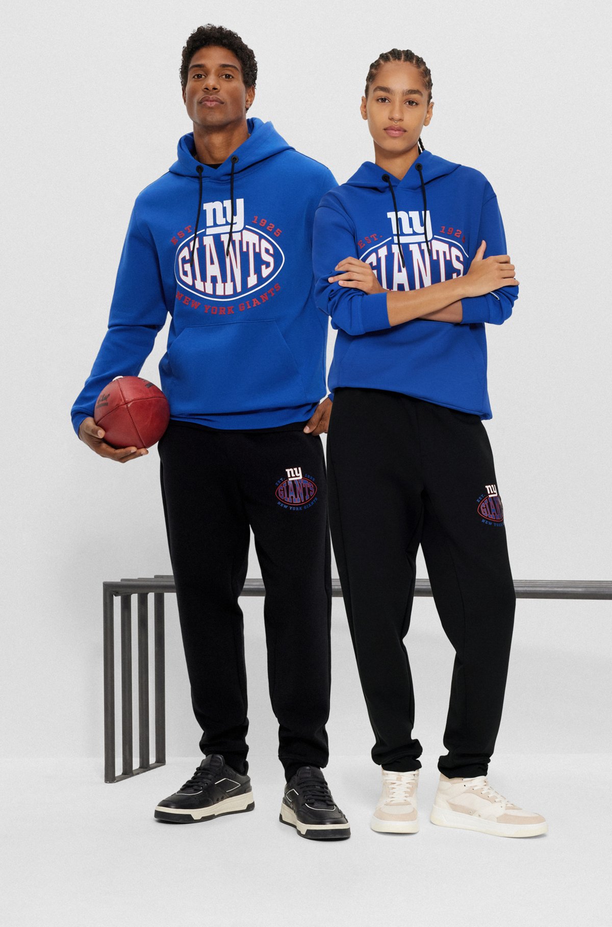  BOSS x NFL hættetrøje i bomuldsblanding med fælles branding, Giants