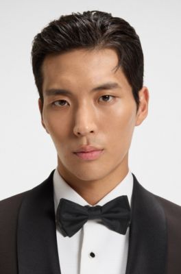 Pre-tied bow tie in silk jacquard, Black