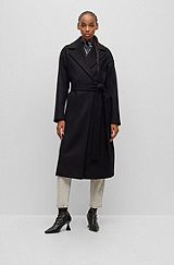 Relaxed-fit coat in a wool blend with cashmere, Black