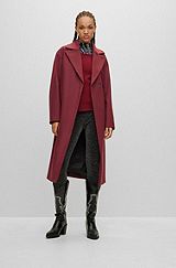 Пальто свободного кроя из смесовой ткани на основе шерсти с кашемиром, Темно-красный
