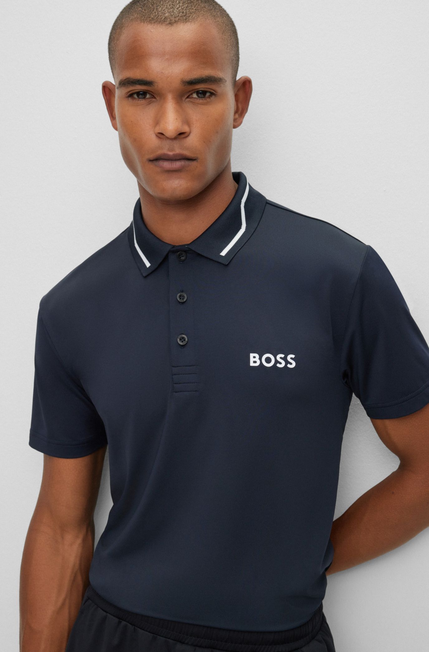 BOSS Contrast logo polo shirt with collar stripe