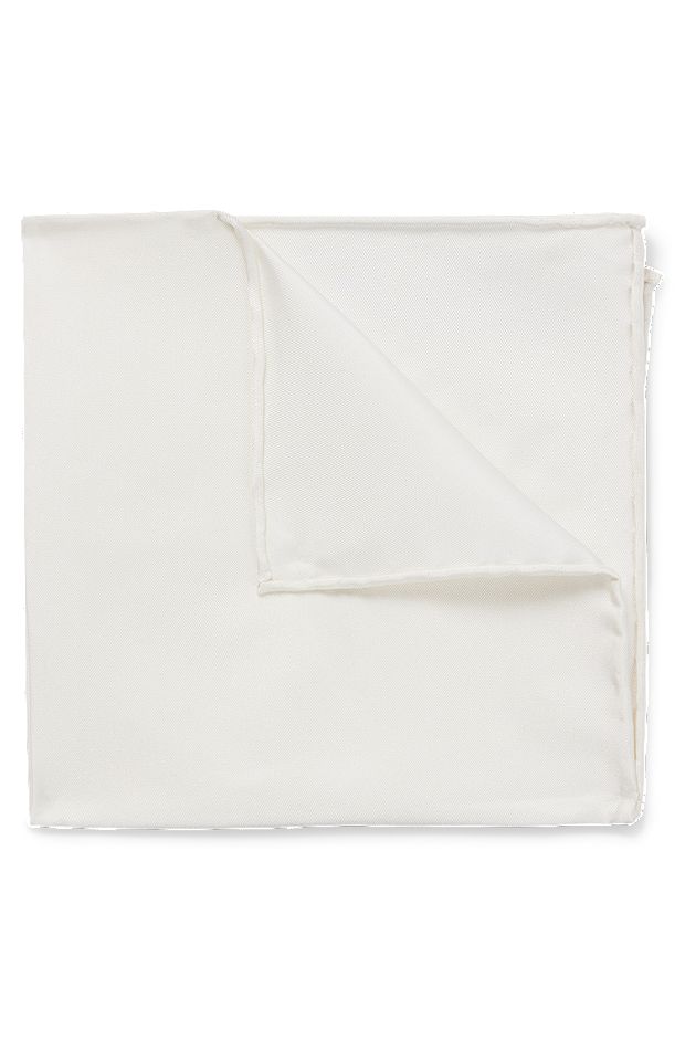 Pocket square in silk jacquard, White