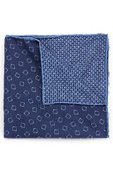 Double-sided pocket square in printed silk, Blue