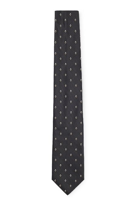 Cravate en jacquard de soie à motif moderne, Noir