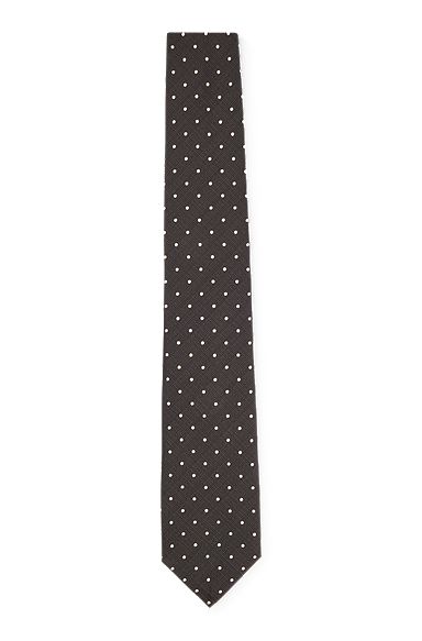 Silk-jacquard tie with modern pattern, Dark Brown