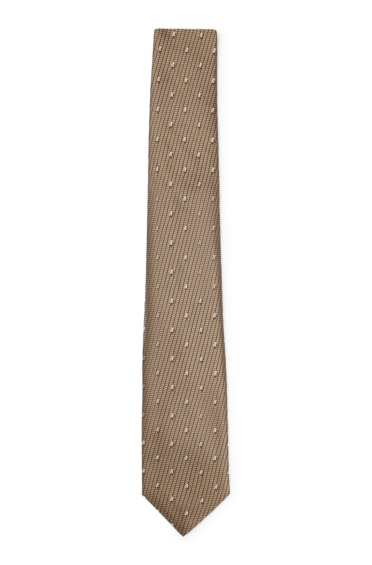 Silk-jacquard tie with modern pattern, Beige