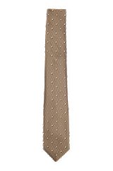 Silk-jacquard tie with modern pattern, Beige