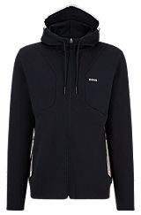 Cotton-blend zip-up hoodie with HD logo print, Dark Blue