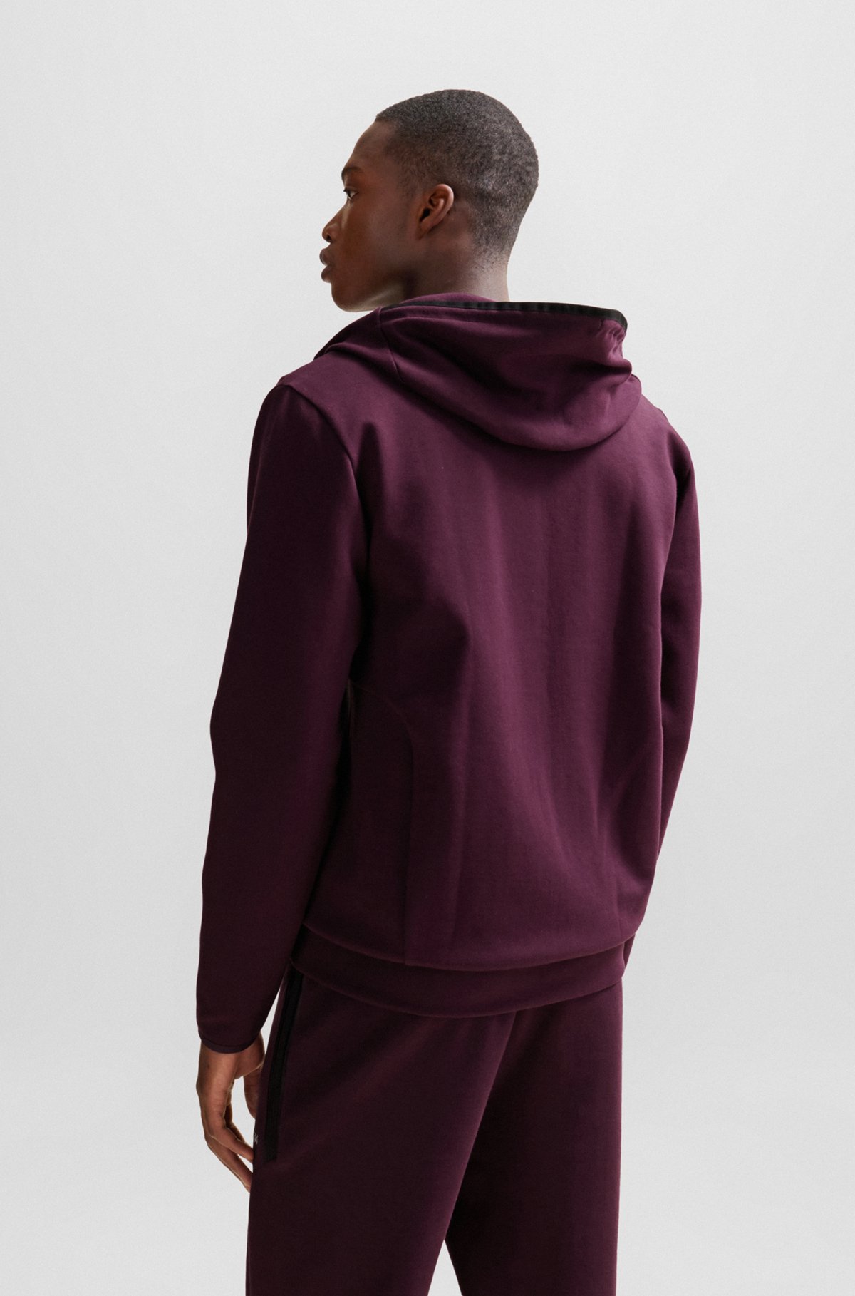 Cotton-blend zip-up hoodie with HD logo print, Dark Purple