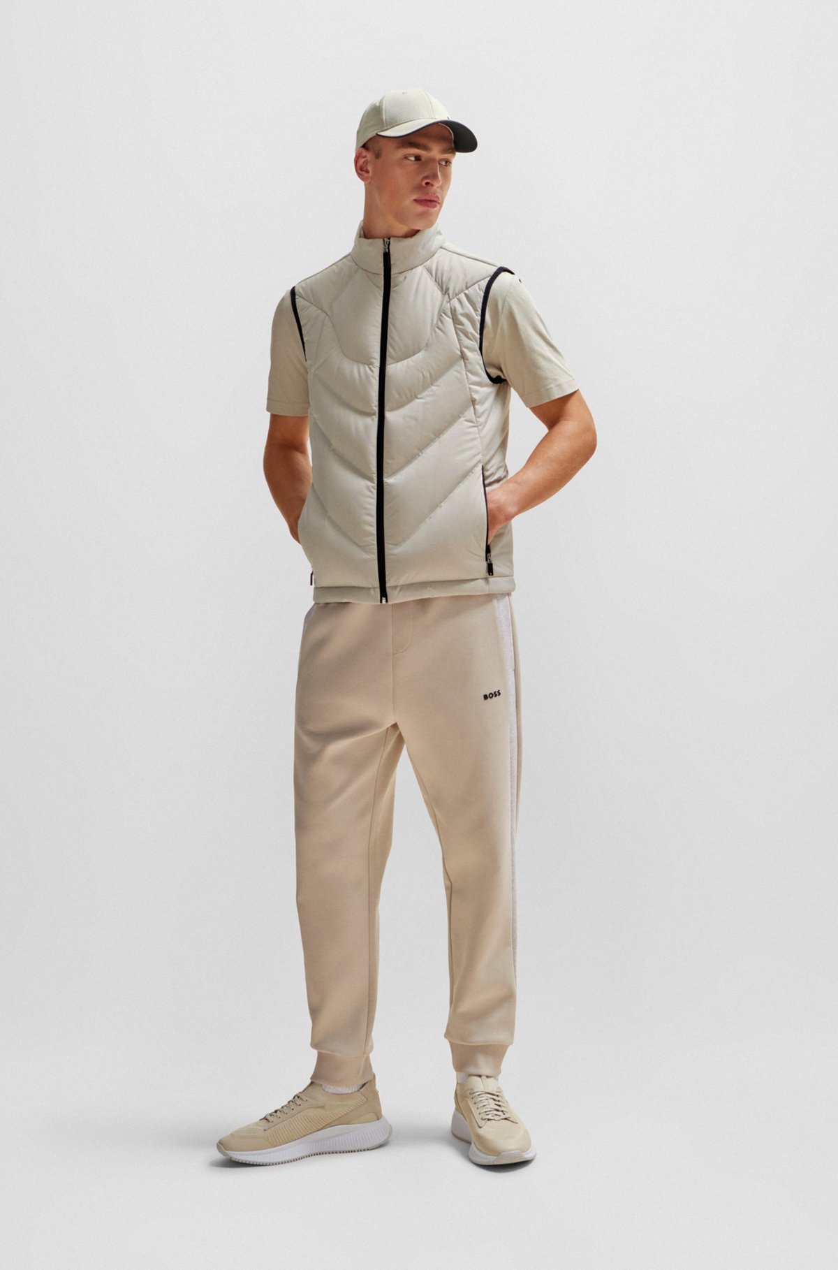 Water-repellent regular-fit gilet with down filling, Natural