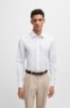 Slim-fit overhemd van in Italië vervaardigde katoenen popeline, Wit