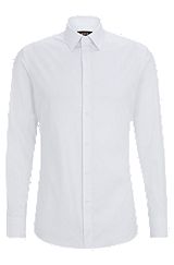 Slim-fit overhemd in een popeline van een katoenmix met stretch, Wit