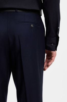 Slim-fit shirt in cotton-blend poplin with stretch, Dark Blue