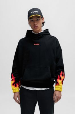 HUGO Cottonterry hoodie with puffed flame logo