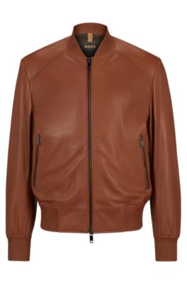 Hugo boss leather bomber jacket clearance mens