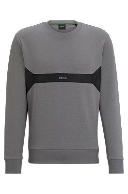 BOSS Mixed material regular fit sweatshirt with logo print