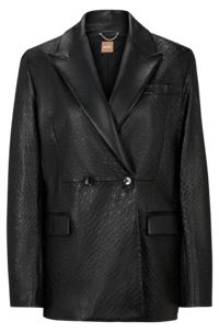 Leather jacket with peak lapels, Black
