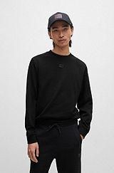 Cotton-terry sweatshirt with logo detail, Black