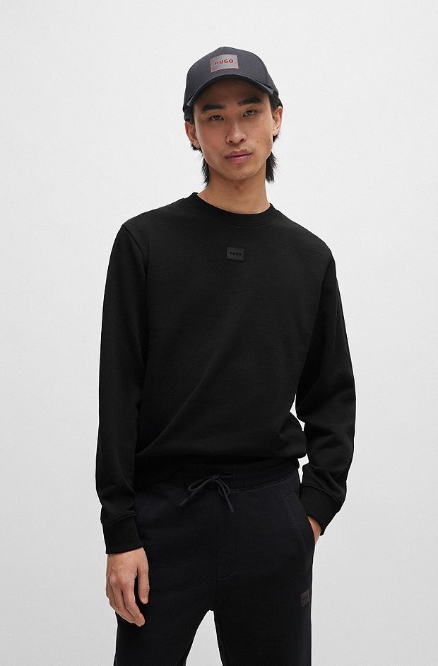 Cotton-terry sweatshirt with logo detail, Black